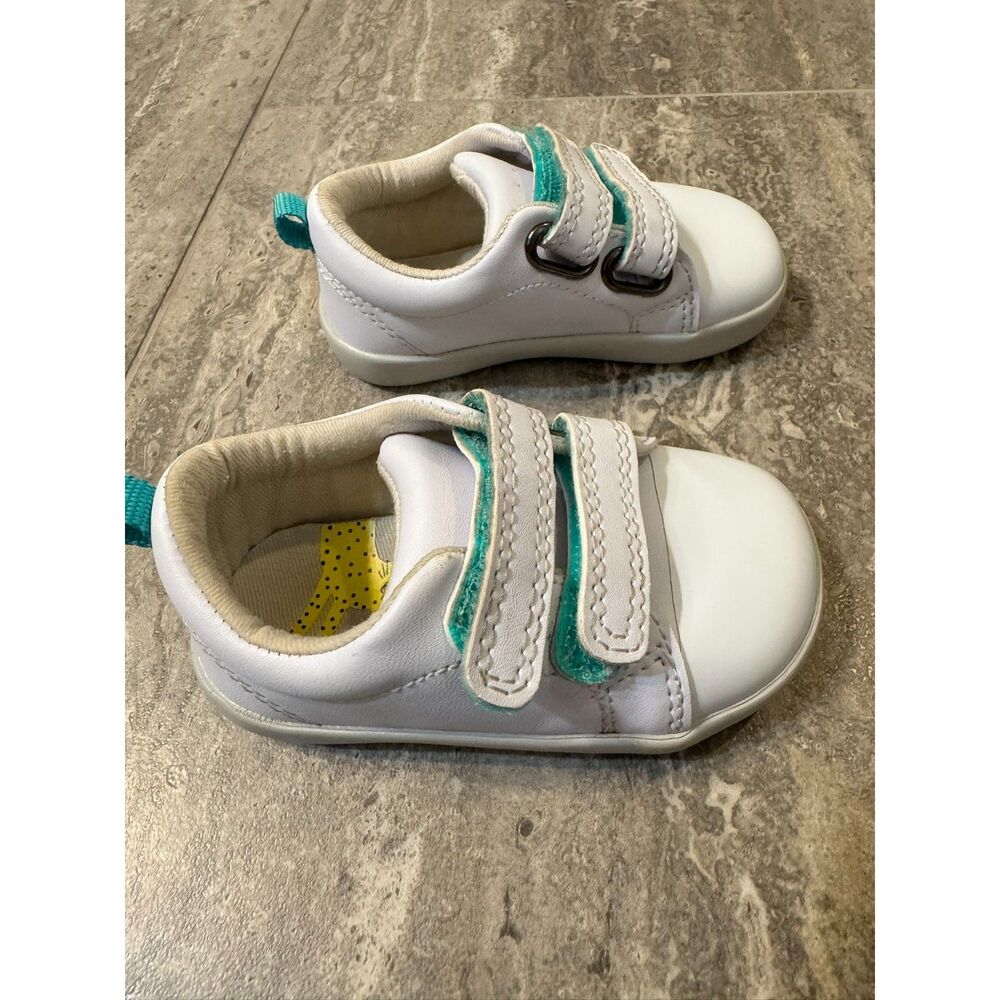 Ten Little Everyday Original Toddler Shoes Size 5.5 White Teal Hook and Loop - Picture 3 of 8